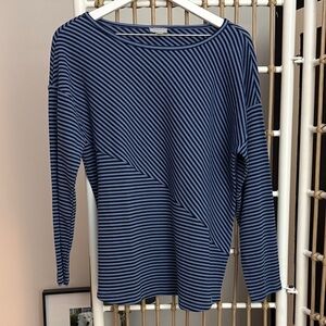 NWT T by Talbots Navy Striped Long Sleeve Top Size PM